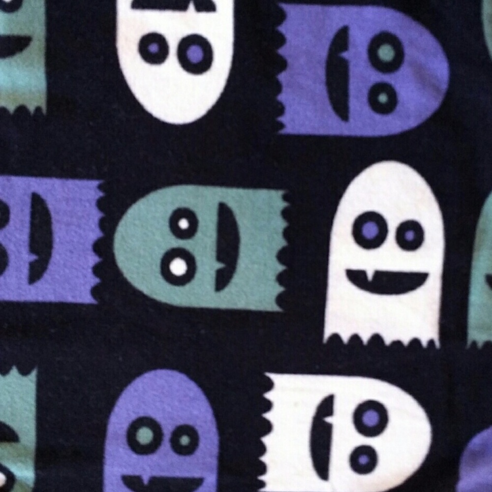 OS Lularoe Gray Pac Man Ghost Leggings Halloween